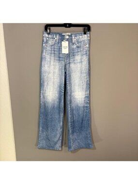 Mila Rosabella Jeans Womens M Blue Acid Wash Wide Leg Elastic Waist Stretch